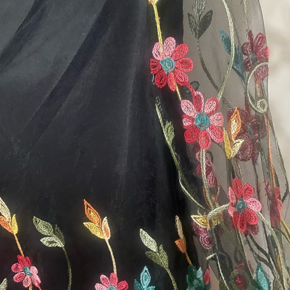 Vintage Emery Rose Top  Floral Embroidered Multi-color Blouse 3/4 Sleeves Small - Picture 8 of 14